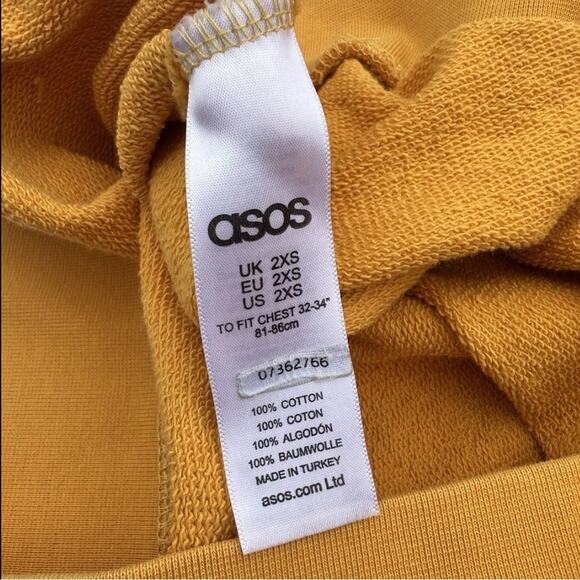 ASOS Mens Hooded Sweatshirt In Mustard Yellow Size XXS Hoodie Teen Basic Skater - Picture 3 of 7